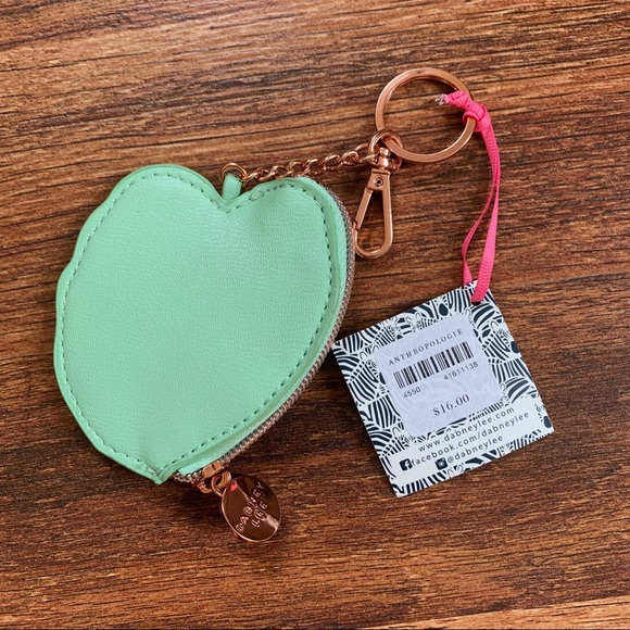 NEW • Anthropologie Coin/Key Purse Palm Leaf - Picture 2 of 5